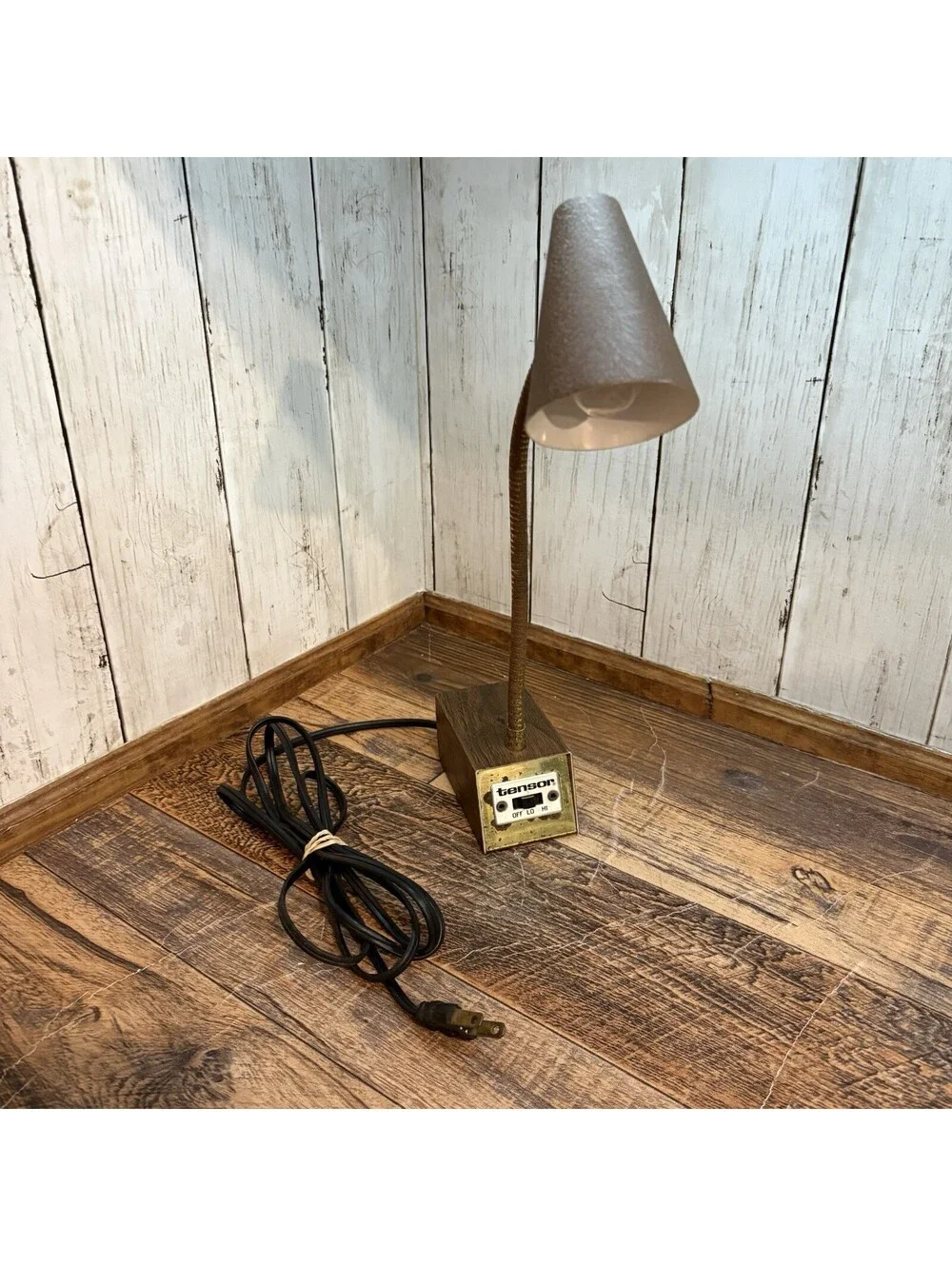 VTG Tensor 1970's Model 7200 student Desk Lamp MCM Gooseneck Brown Lo & Hi USA